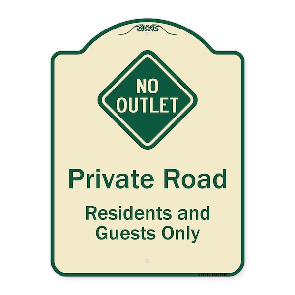 Signmission Designer Series-Private Road Residents And Guests Only With No Outlet Symbol, 24" H, TG-1824-9910 A-DES-TG-1824-9910 - main